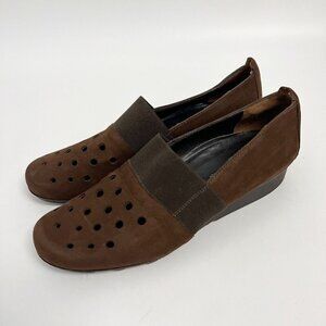 Paul Green Women's Loafer Size 7 US Sz 9.5 Slip On Shoe  Low Wedge Brown Shoes